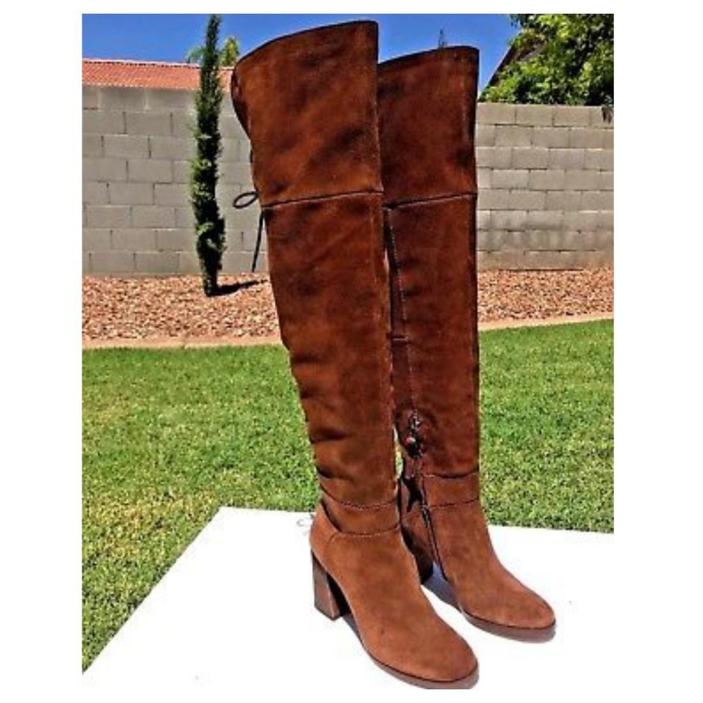 STEVE MADDEN SUEDE OVER THE KNEE BOOTS LACE UP - Picture 4 of 8